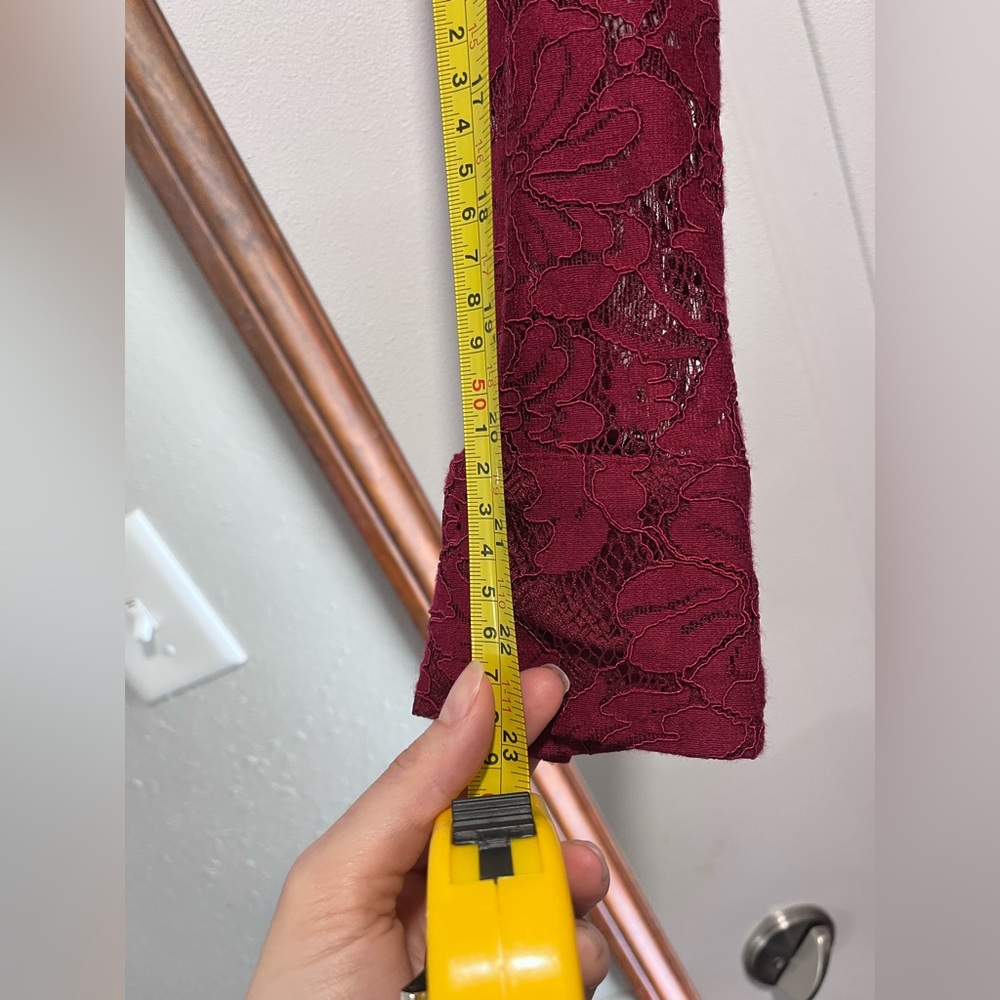 SOLD MAROON Long sleeve She’s LACE DRESS Tie Front Zip up Size Small BURGANDY - Picture 10 of 14